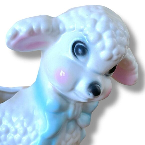 Vintage 50s Spring Lamb Ceramic Pottery Planter Nursery Decor Mid Century Kitsch - Picture 5 of 12